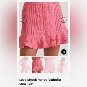 LOVESHACKFANCY- S- pink knit skirt NWT